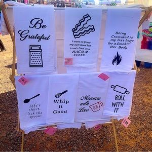 One Kitchen Towel with Vinyl Saying—9 Different Sayings. Tea Towel or Flour Sack